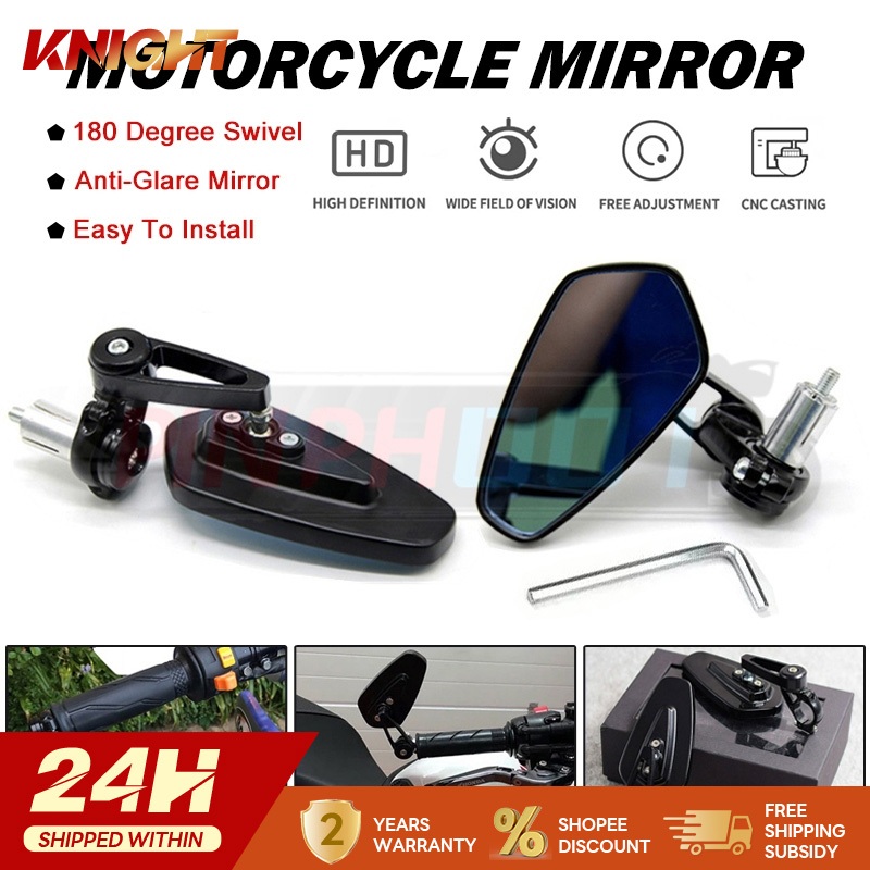 Pair 7/8"; 22mm Motorcycle Handlebar Bar End Mirrors Oval Blue Glasses Side Rear View Mirror Universal For Motocross Moto – Buy The Best Products In The Online Store - Foto 4