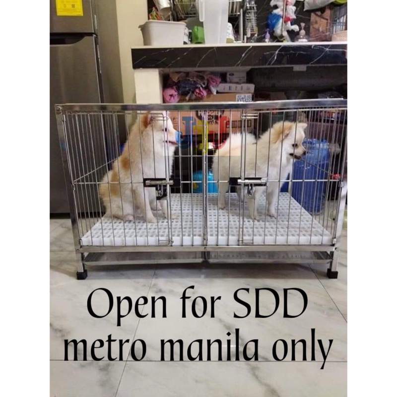 304 2ft x 3ft x 2ft Pure Stainless Double Door Dog Cage Collapsible Heavy Duty Cage Shopee Philippines