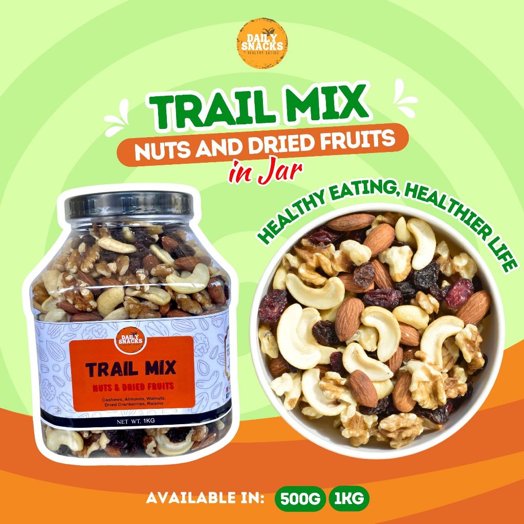Daily Snacks Trail Mix Nuts and Dried Fruits in Jar | Shopee Philippines