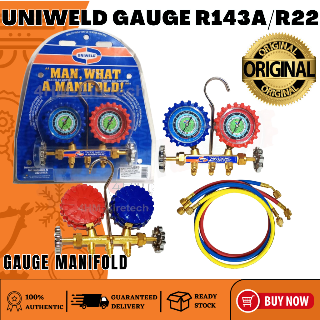 4HMC Gauge Manifold for R12 R22 R134a UNIWELD Brand for Air ...