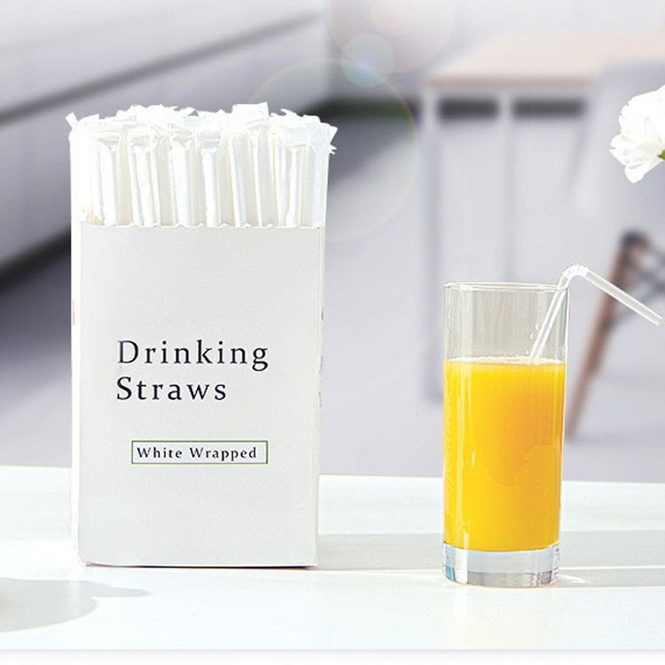 Straw Individually Wrap White Crook ( Good for Milk Tea & Frappe Drinks ...