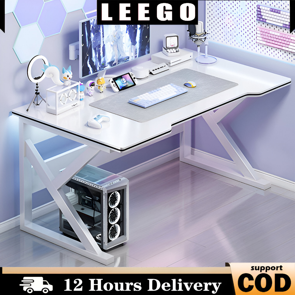 Computer Table 100/120/140cm White Gaming Desk Office Table for ...