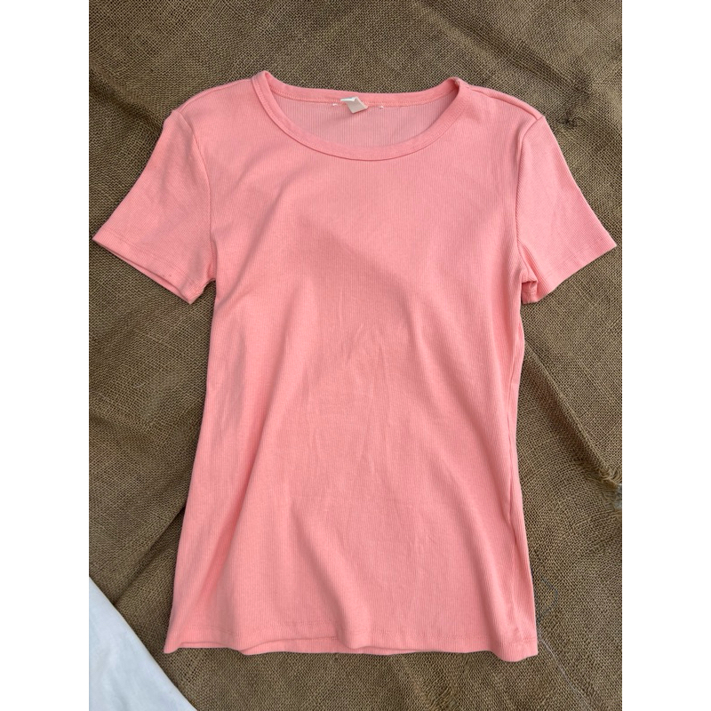 H M Divided Plain Basic Tee for Womens