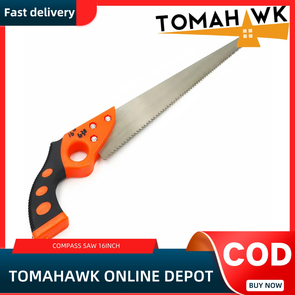 TOMAHAWK COMPASS SAW 16 INCH RUBBER HANDLE EXCELLENT ALLOY STEEL COLOR ...