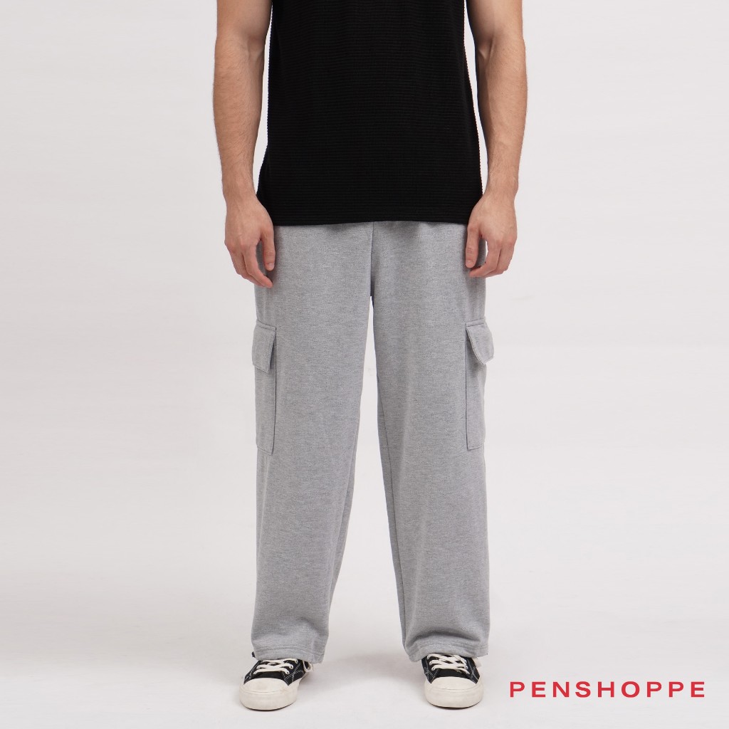 Penshoppe Baggy Fit Cargo Brushed Terry Joggers For Men Heather Gray Jogger Pants Jogging Pants Shopee Philippines