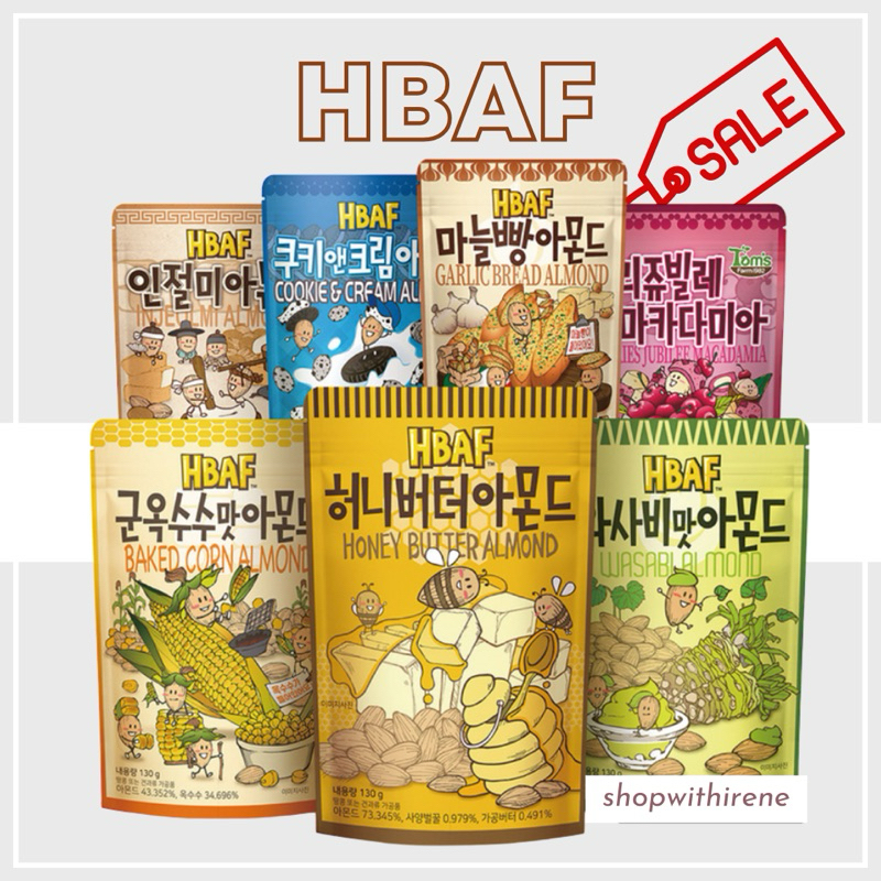 HBAF(Tom’s Farm)Almond different flavors (Honeybutter, Wasabi, Caramel