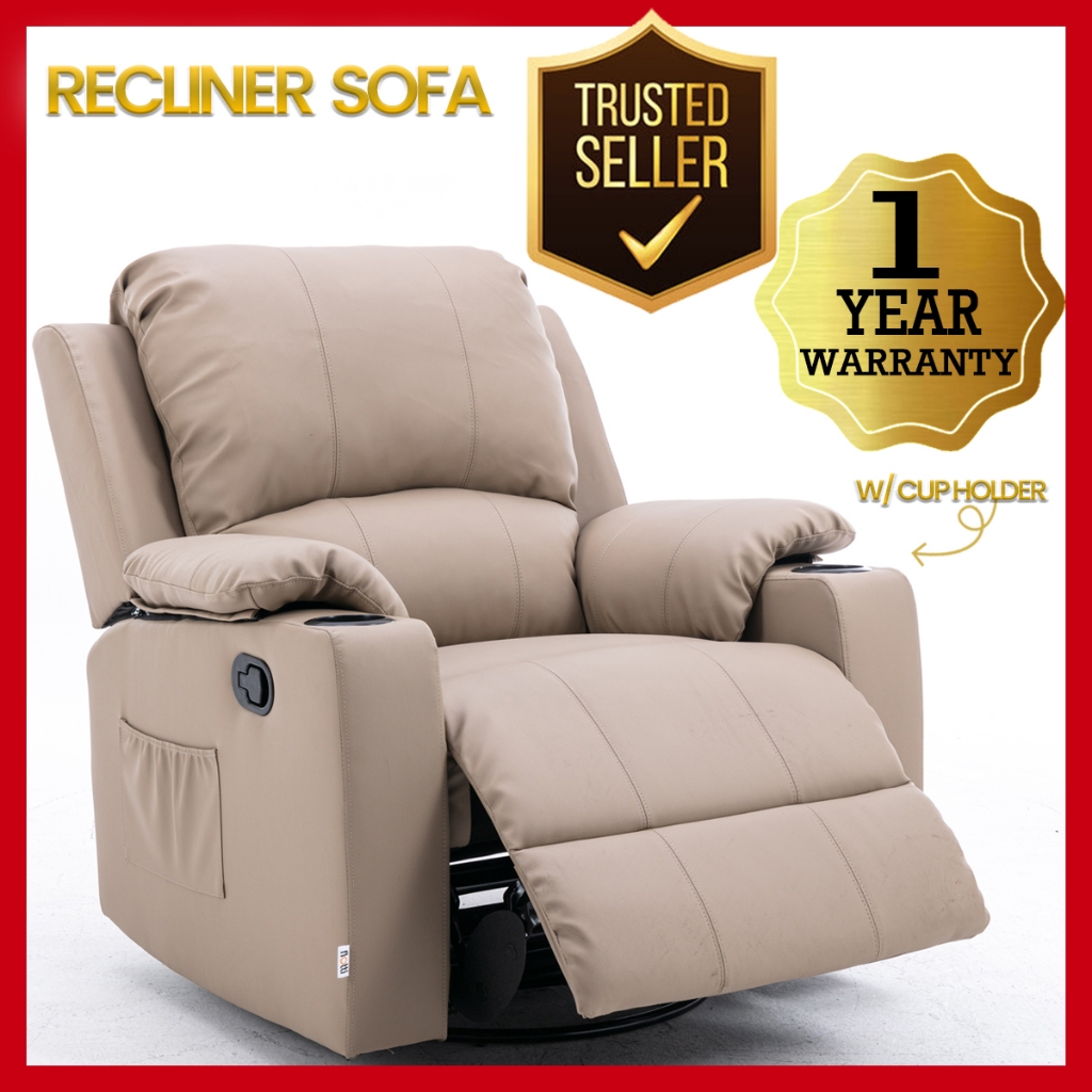 Athalia 1-Seater Air Leather Manual, Power, Rocking & Swivel Sofa ...
