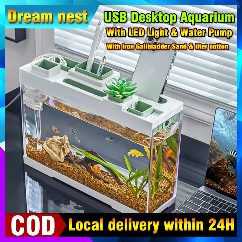 2 gallon aquarium Smart Desktop Creative Ecological Fish Tank With Lid
