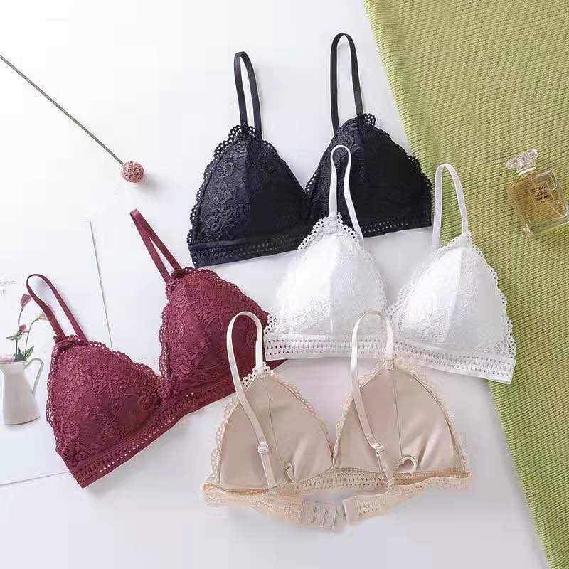 SF COD Women French Style Seamless Brassiere Deep V Lace Push Up Bra ...