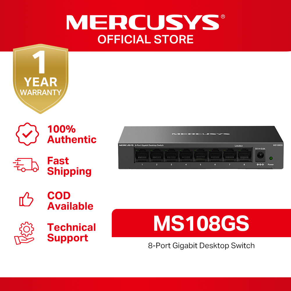 Switch Gigabit 2.5G 8 Ports Mercusys MS108GS-M2 - Boîtier Métal, Plug-and-play - Pour NAS, Gaming, Streaming 4K