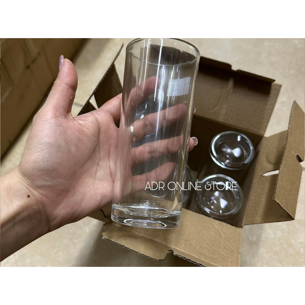 6 PCS SET 14Oz High Ball Glass TRansparent Drinking Glass Baso | Shopee ...