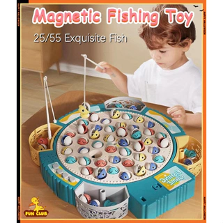 Kids Fishing Toy Electric Rotating Fishing Play Game 4 Fish Plate Set  Magnetic Outdoor Sports Toys for Children Gifts Fish Toy