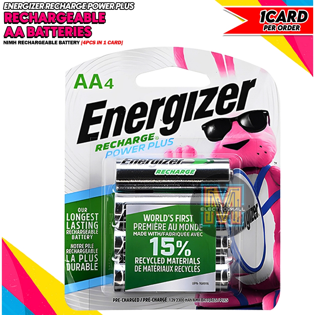 ENERGIZER RECHARGE POWER PLUS AA RECHARGEABLE BATTERIES (4PCS IN 1CARD ...