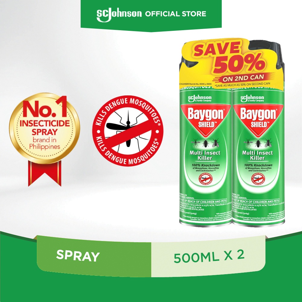 Baygon Shield Multi Insect Killer 500ml Twin Pack | Shopee Philippines