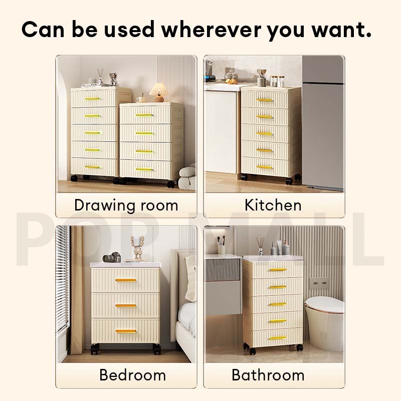 PoP Drawer Storage Cabinet With Wheel Multifunctional Moveable Plastic ...