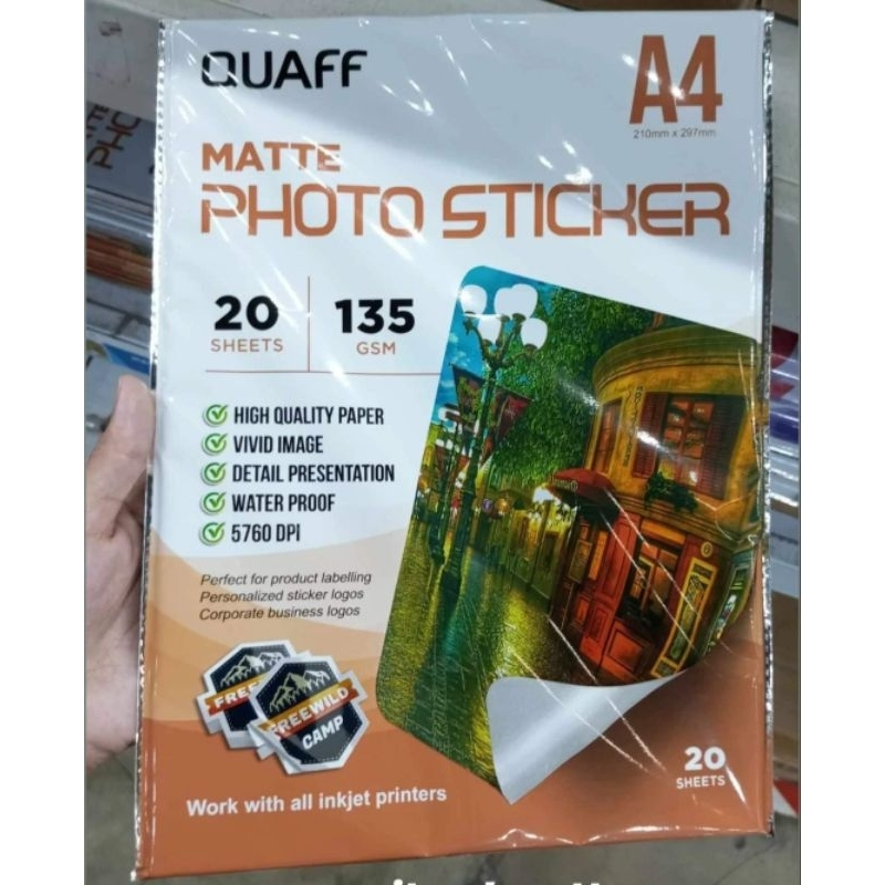Quaff photo sticker MATTE A4 size 20 sheets per pack | Shopee Philippines