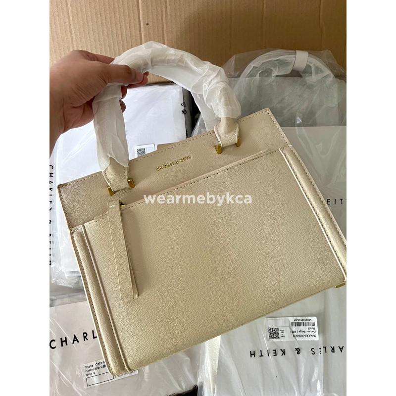 CHARLES & KEITH outlet Structured Tote Bag authentic