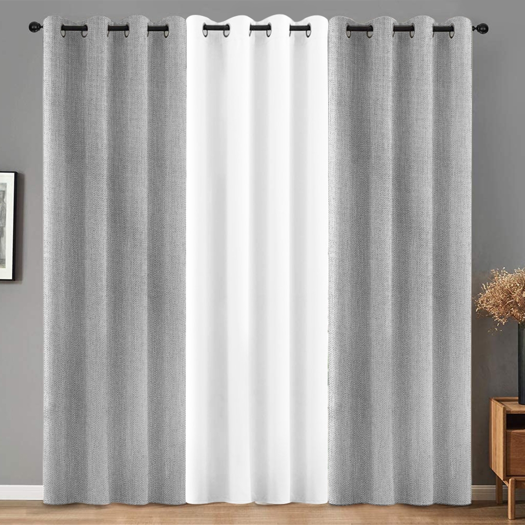 Curtain KT010 Printed Simple Plain Design Curtain with Rings for Home ...