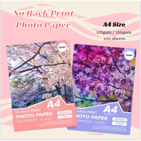 Quaff No Back Print Glossy Inkjet Photo Paper A4 135gsm |115gsm |150gsm ...