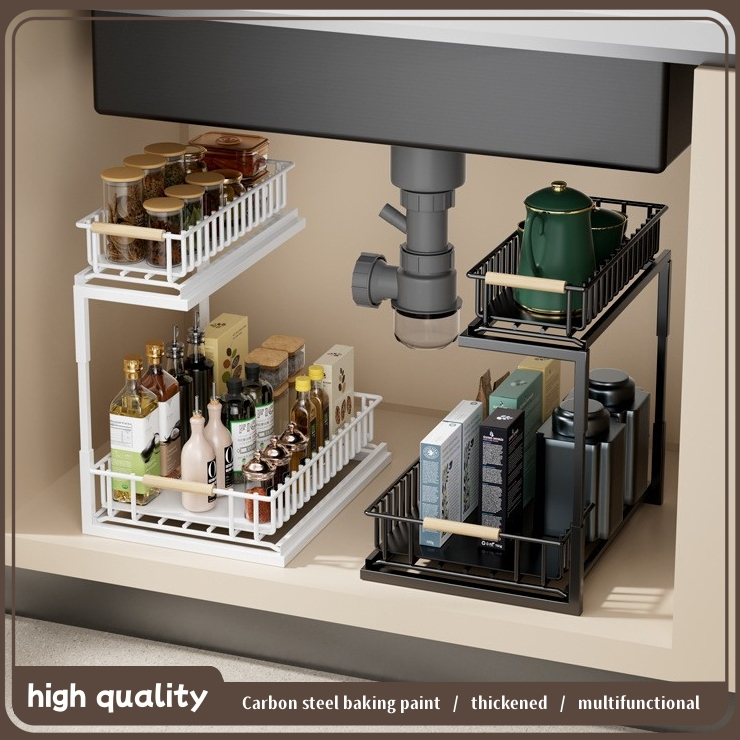 Kitchen cabinet sink storage rack multifunctional layered rack ...