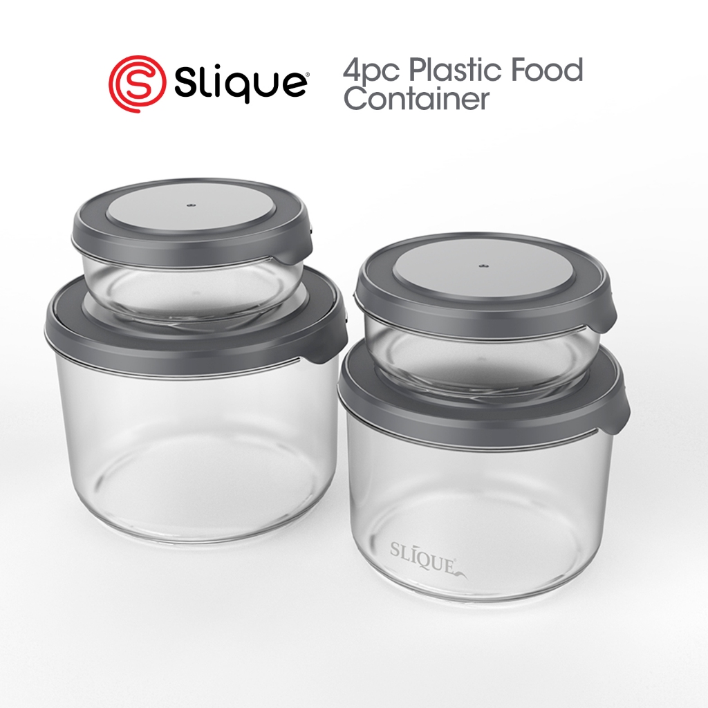 SLIQUE Food Container [Set of 4] Round | Airtight Microwave Safe ...