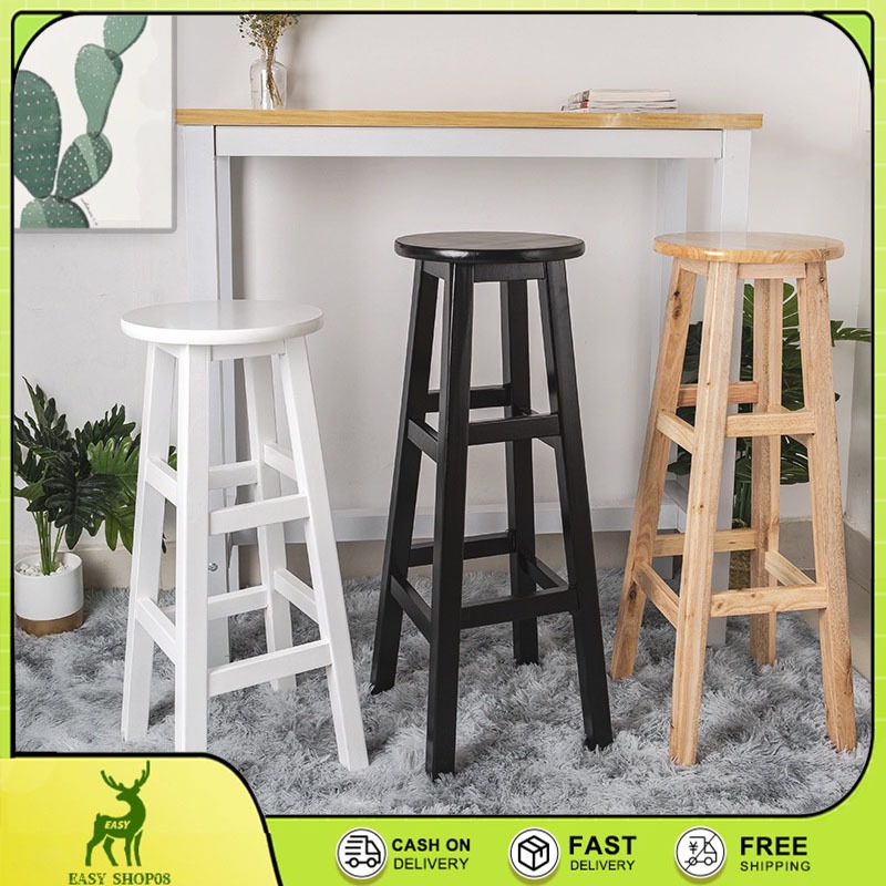 Nordic Simple Highchair Counter Stackable Log Stool Household High Chair  Log Bar Stool Solid Wood