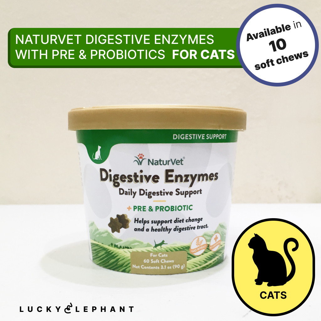 NaturVet Digestive Enzymes with Pre & Probitics FOR CATS (in 10 soft ...