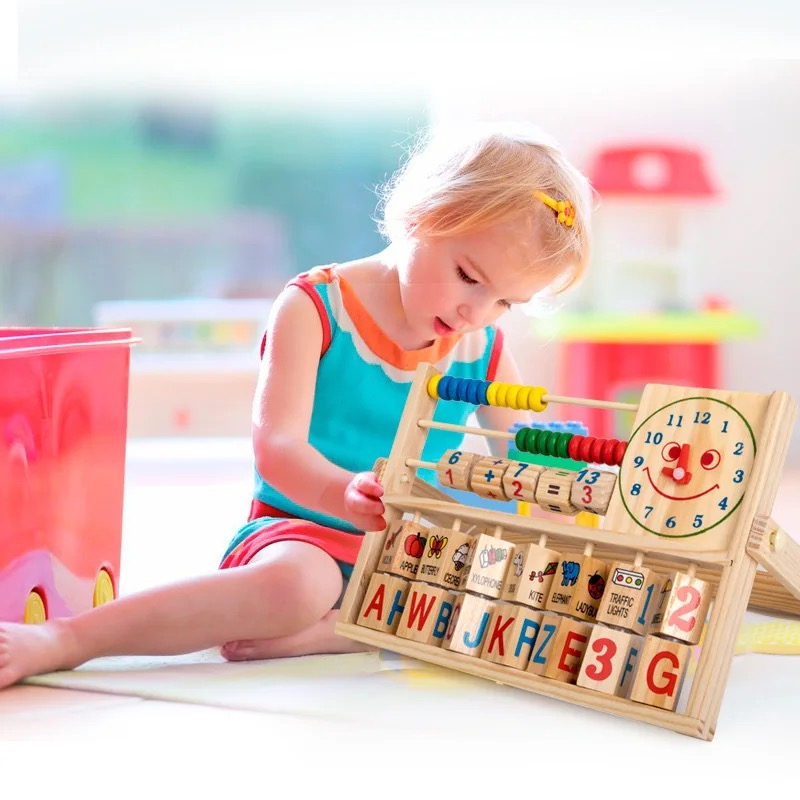 HAPPY Kids Row Wooden Beads Abacus Count Frame Teaching Aid Math ...