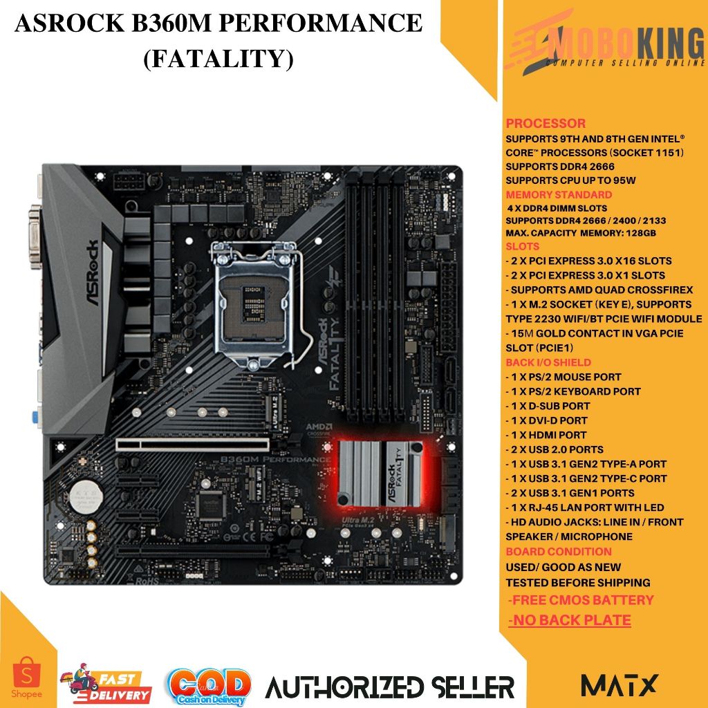 ASROCK B360M PERFORMANCE 9th 8th Gen Desktop Motherboard B360 Socket ...