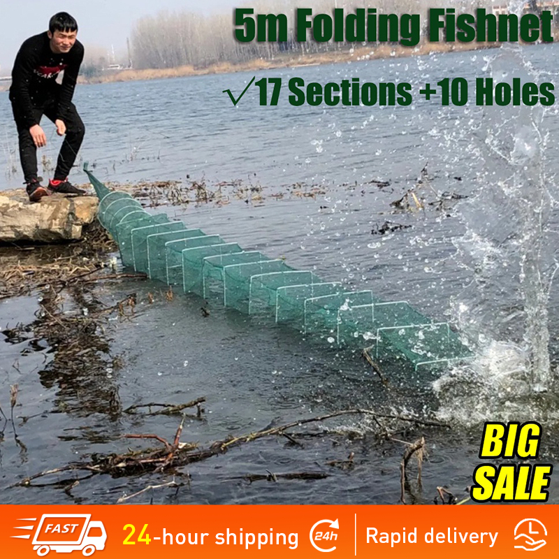 5m Shrimp Cage Fishing Net Lobster Fish Breeding Net Folding Fishnet 17 ...