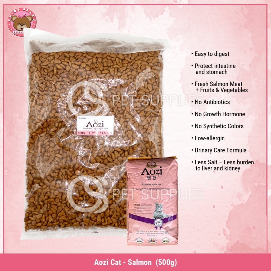 BOB-500g Aozi Adult Cat Dry Food Pure Natural Organic (Salmon) | Shopee ...