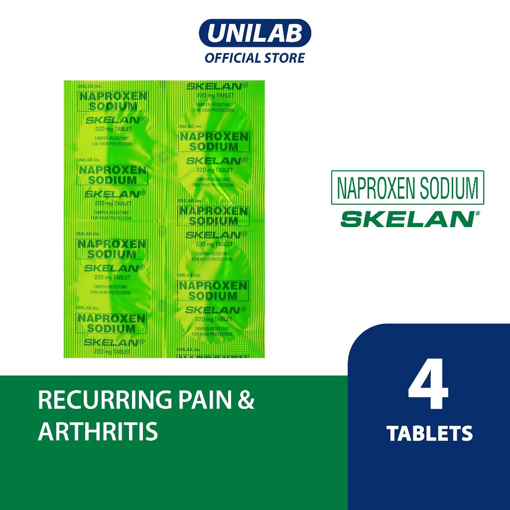 Unilab Skelan Naproxen Sodium 220 mg 4 Tablets Shopee Philippines
