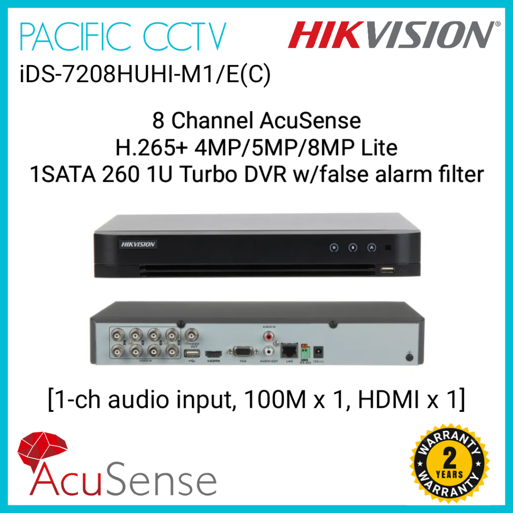 iDS-7208HUHI-M1/E(C) HIKVISION 8 Channel AcuSense H.265+ 4MP/5MP/8MP ...