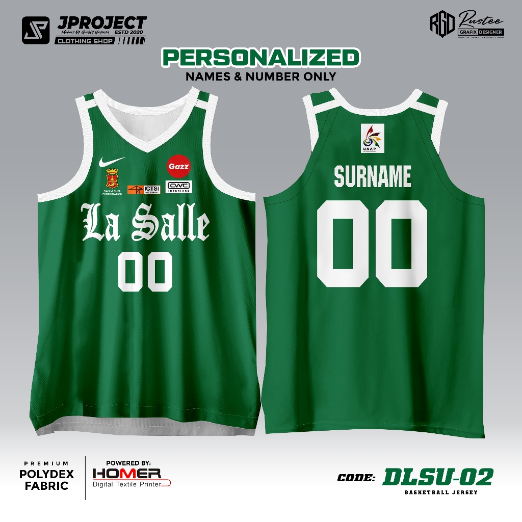 LA SALLE BASKETBALL JERSEY GREEN JERSEY PERSONALIZE NAMES NUMBER LA SALLE Shopee Philippines