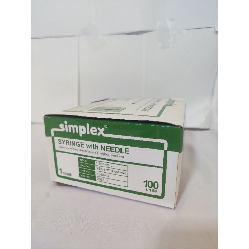 Simplex Insulin Syringe 1cc/ml 29gx½ and 31g 100pcs | Shopee Philippines
