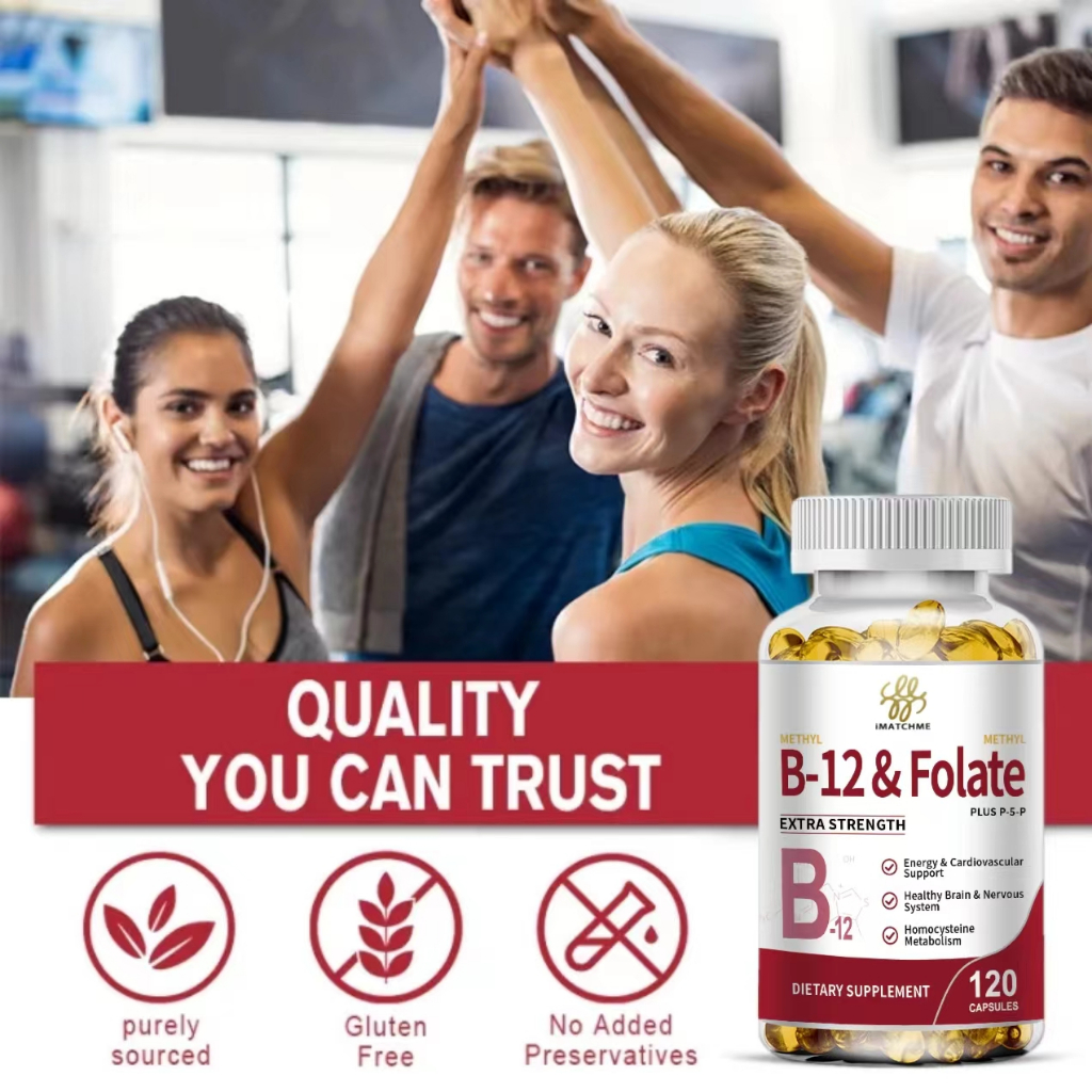 iMATCHME Vitamin B12 Capsules Methyl B-12 & Methyl Folate Memory ...
