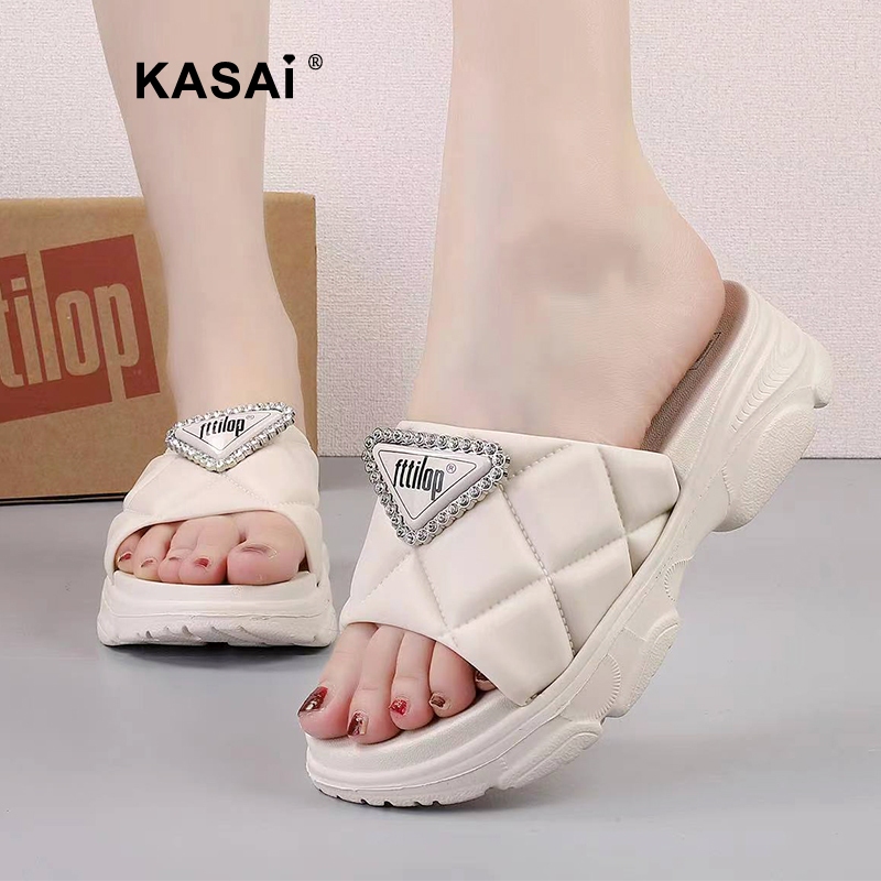 KASAI Fitflop new fashion korean version simple high heels sandals for women casual wedge sandal