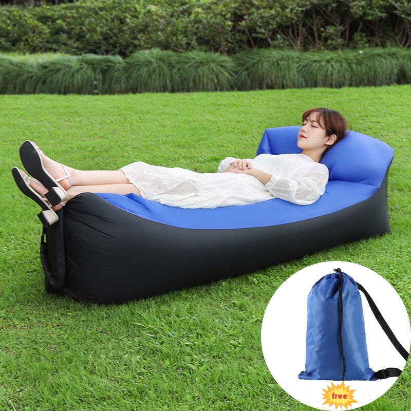 Inflatable Banana Bed With Pillow Folding Sofa Beach Air Bed Portable ...