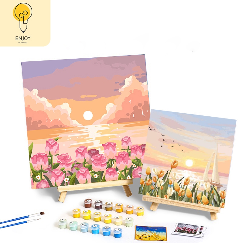 Digital Oil Paint By Numbers 20x 20cm Canvas Frame Number Painting ...