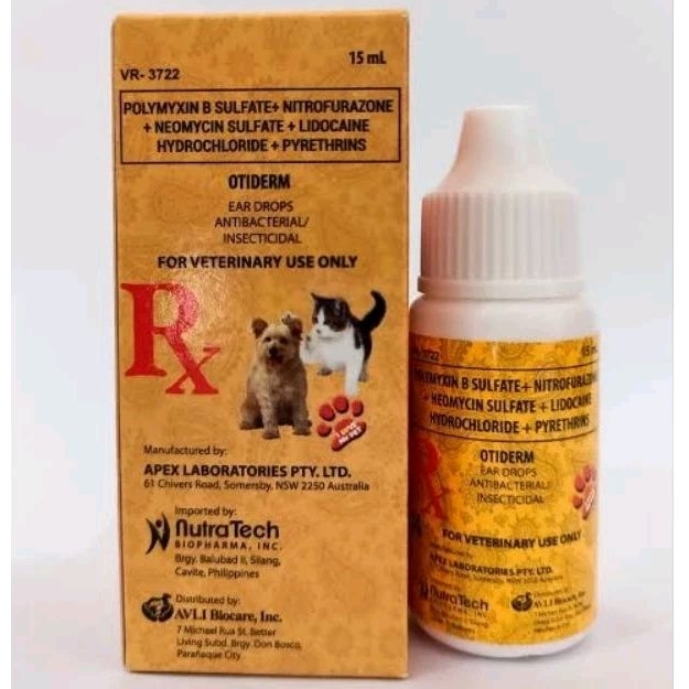 OTIDERM EAR DROPS DOGS AND CATS (ANTIBACTERIAL/INSECTICIDAL) 15ml