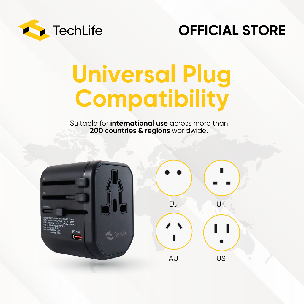 TechLife 20W Universal Adapter | Shopee Philippines