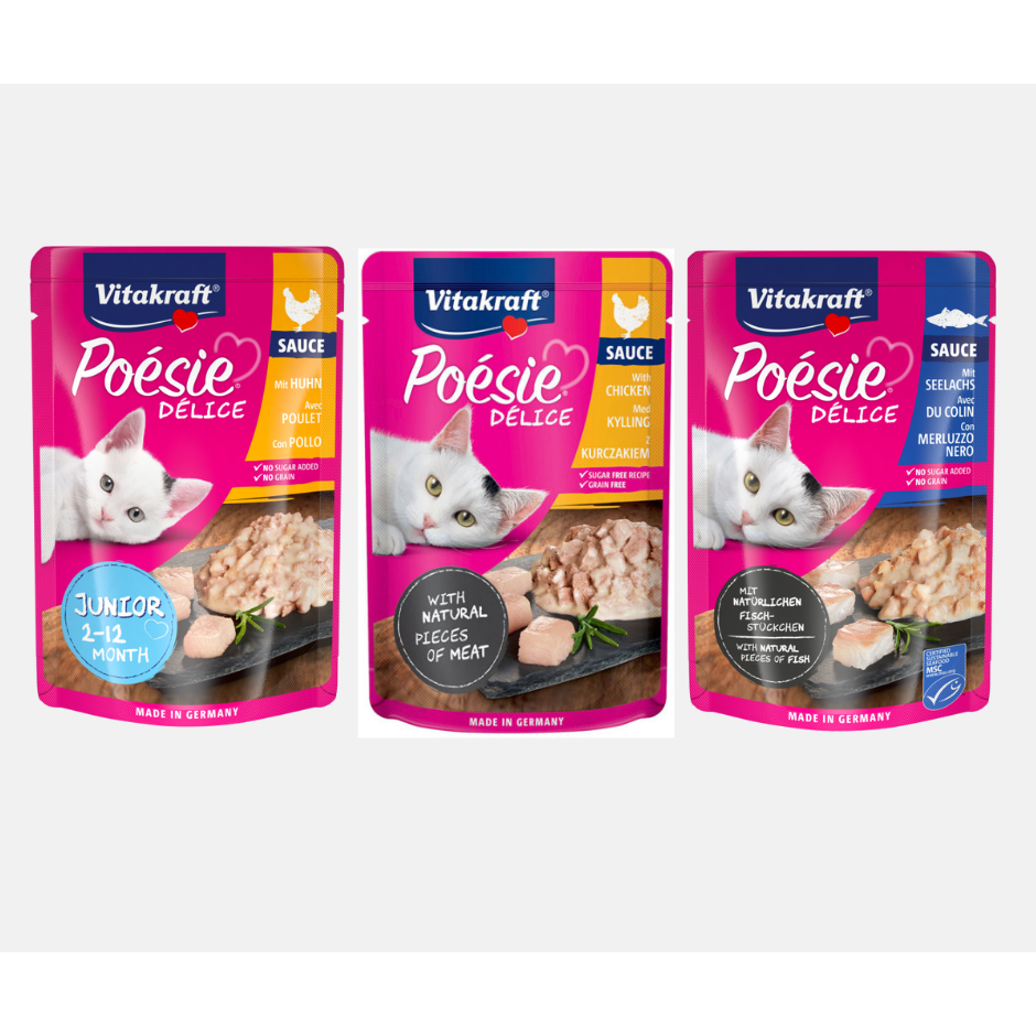 Vitakraft Poesie Deli Sauce 85g Wet Cat Food July 2024 expiration