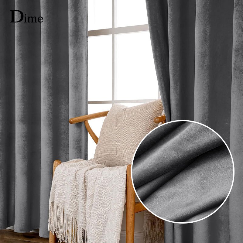 Dime Grey Aesthetic Velvet Curtain Soft For Living/BedRoom Window With ...