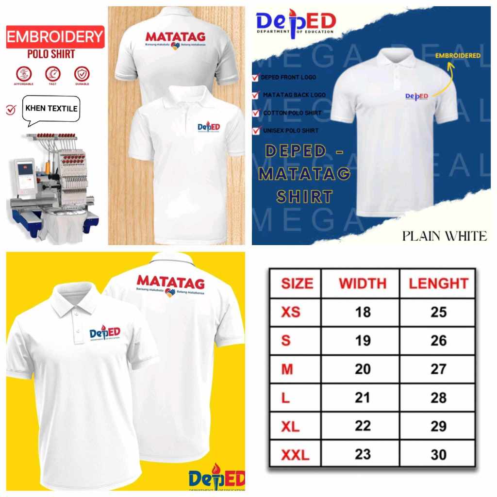 DEPED MATATAG EMBROIDERY, FRONT AND BACK EMBROIDERY, UNISEX Shopee
