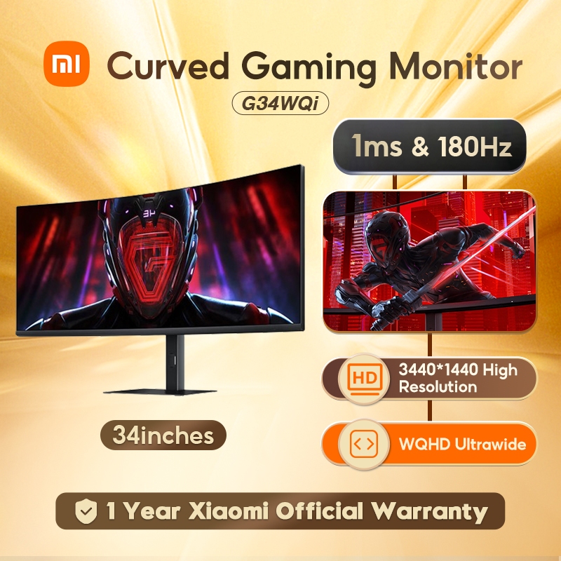 【Global Version】Xiaomi Redmi G34WQi 34 Inch Curved Gaming Monitor 1ms ...