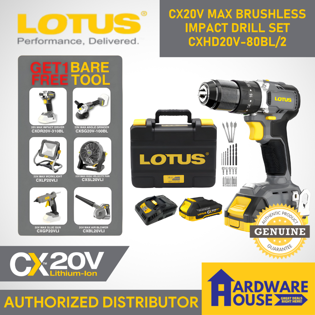 ORIGINAL LOTUS 20V Brushless Impact Hammer Drill Set CX20V BUY ONE GET ...