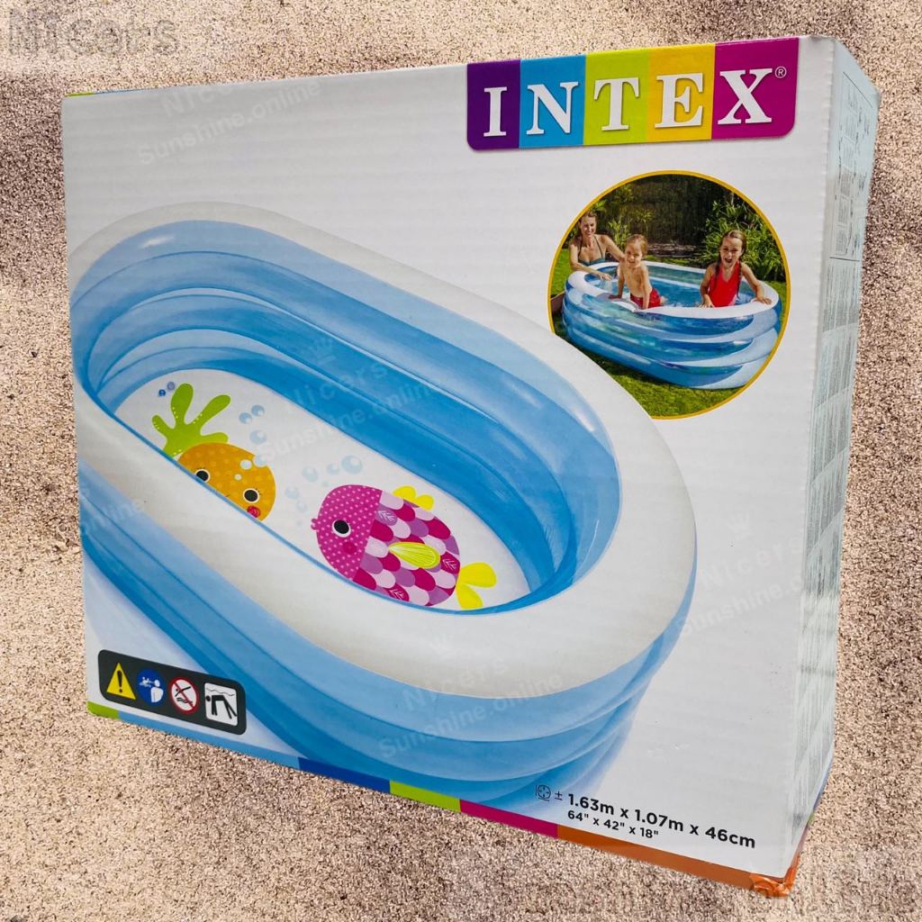 INTEX Transparent Oval Kids Pool inflatable Swimming Pool 1.63m x 1.07m ...