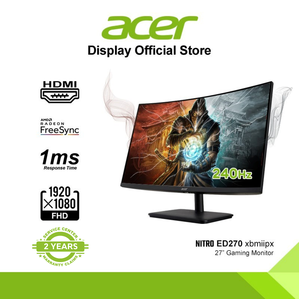 ACER Nitro 27" ED270 XBMIIPX Gaming Monitor ,1ms VRB, 240 Hz Shopee