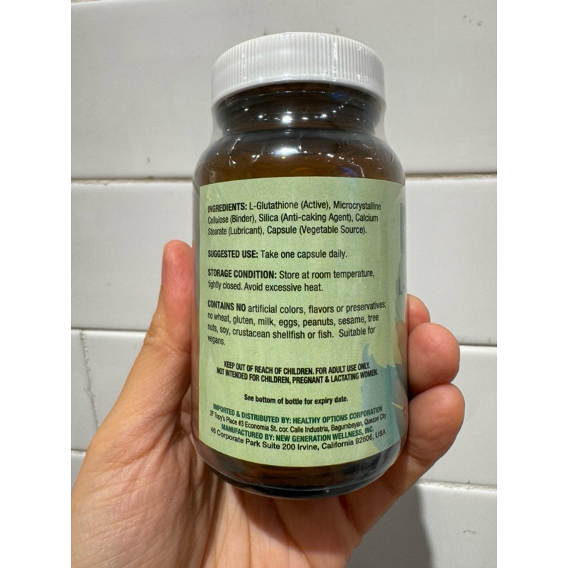 Healthy Options L-Glutathione 500mg 60 Vegan Capsules Antioxidant helps to  conceive improves Liver | Shopee Philippines