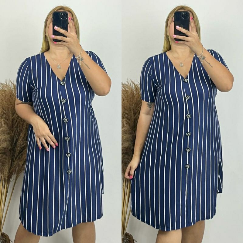 PLUSSIZE BEST SELLING BUTTON DOWN DRESS FLORAL AND STRIPES EDITION VNECK Shopee Philippines